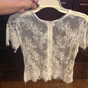 See through lace crop top